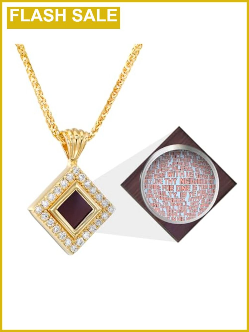Cubic Zirconia Christian Pendant Necklace 18 Inch Spiga Chain